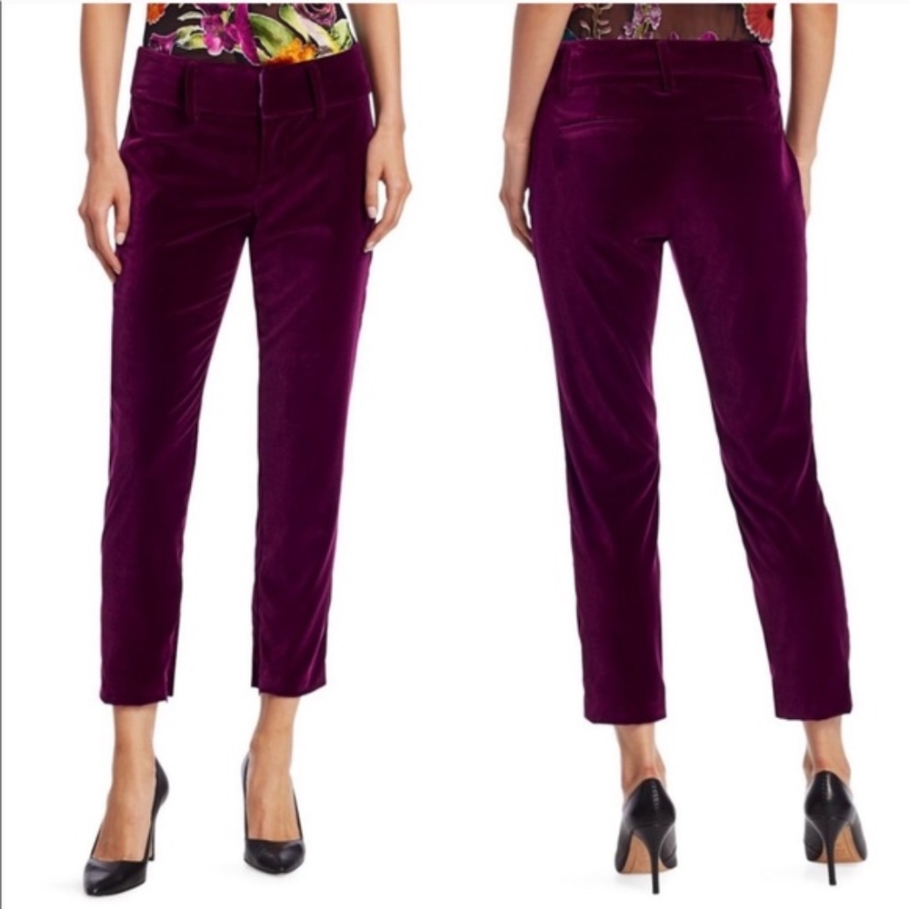 Alice + Olivia Stacey Merlot Velvet Pant